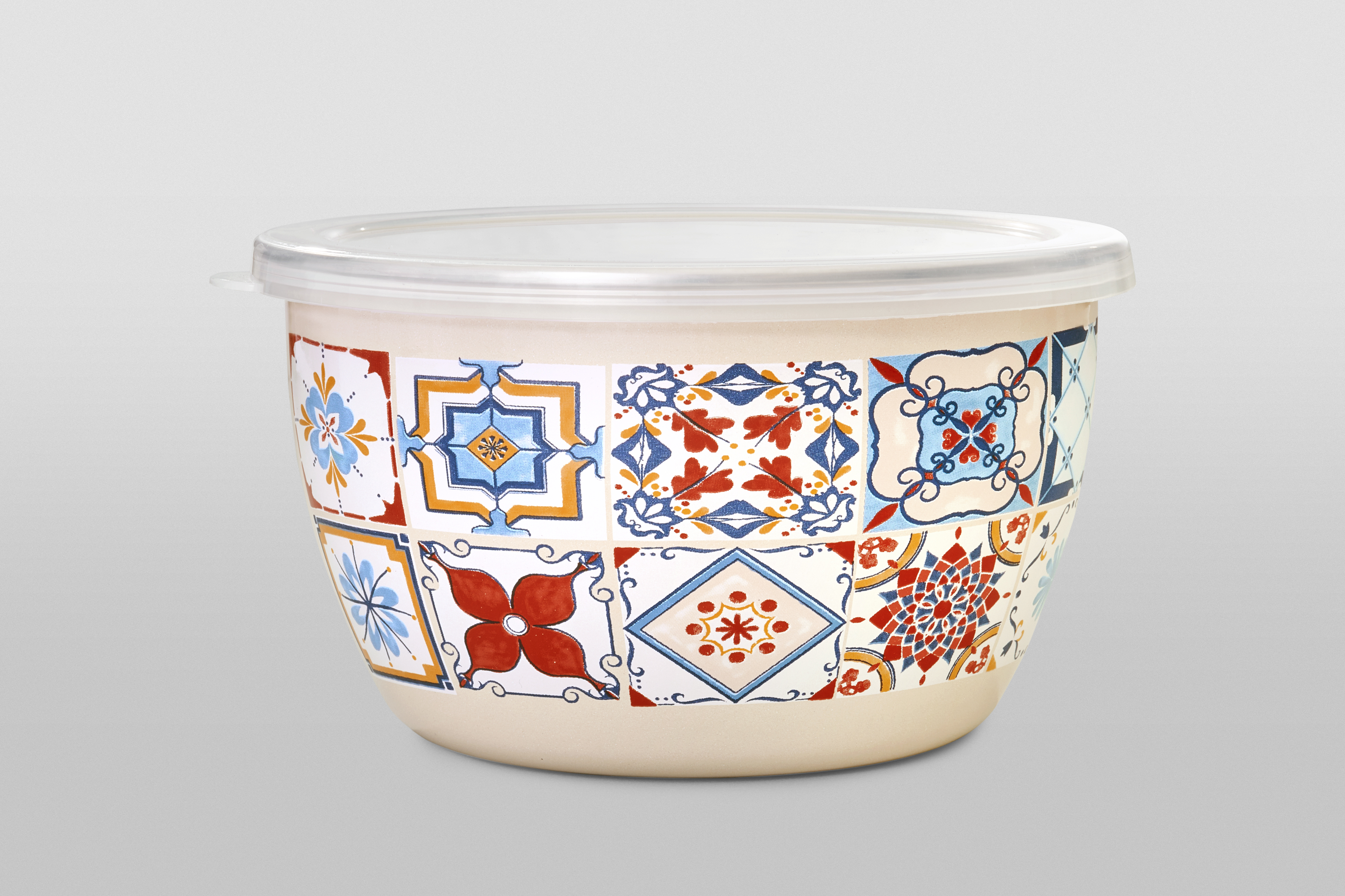 Миска эмалированная без ручек с пластиковой крышкой, 1.1 л