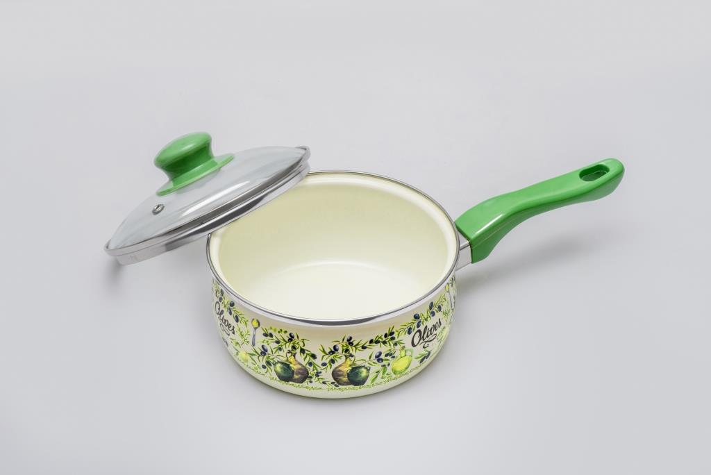 Ковш эмалированный со стеклянной крышкой, 1.65 л