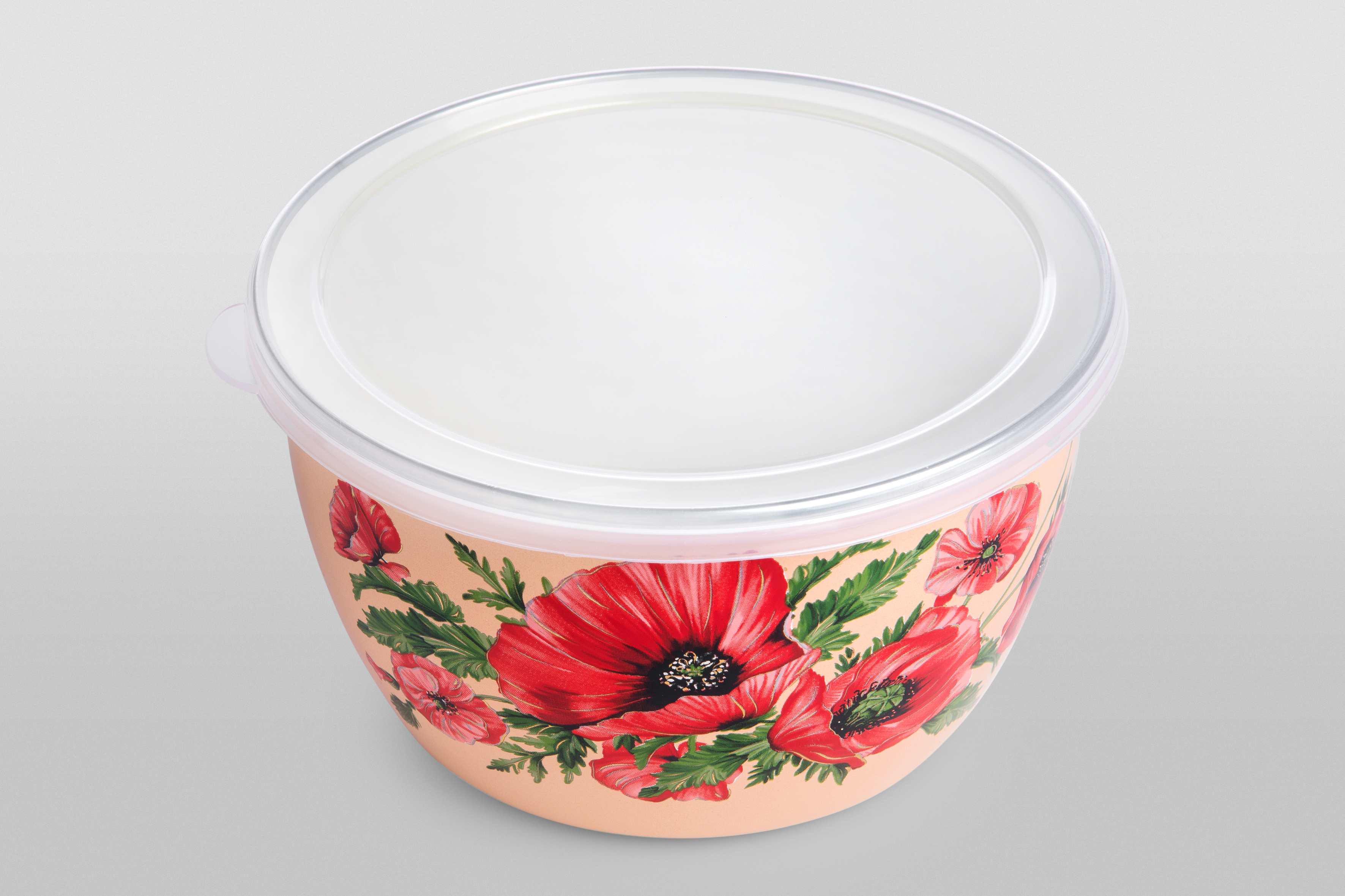 Миска эмалированная без ручек с пластиковой крышкой, 1.7 л