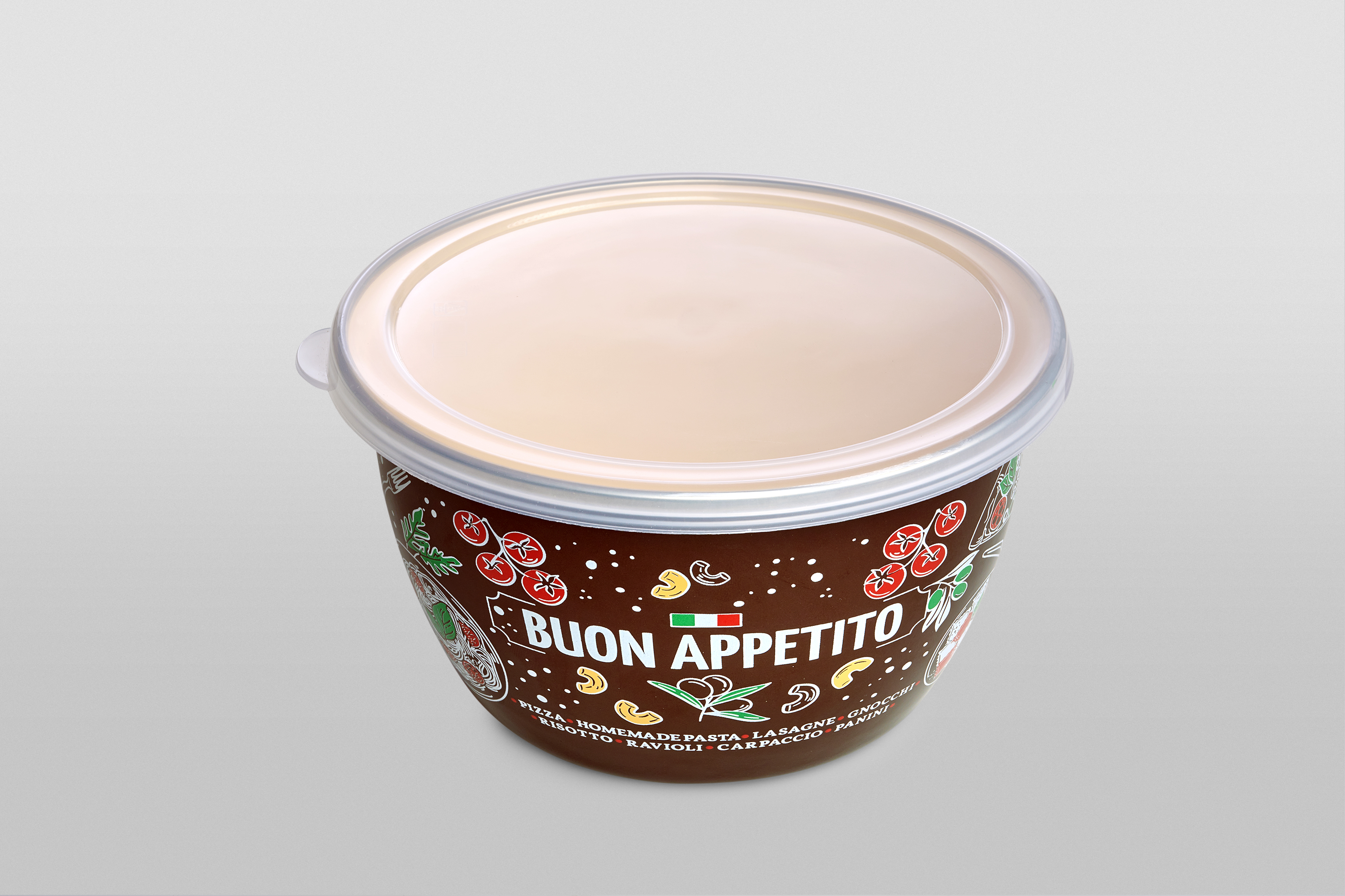 Миска эмалированная без ручек с пластиковой крышкой, 1.7 л