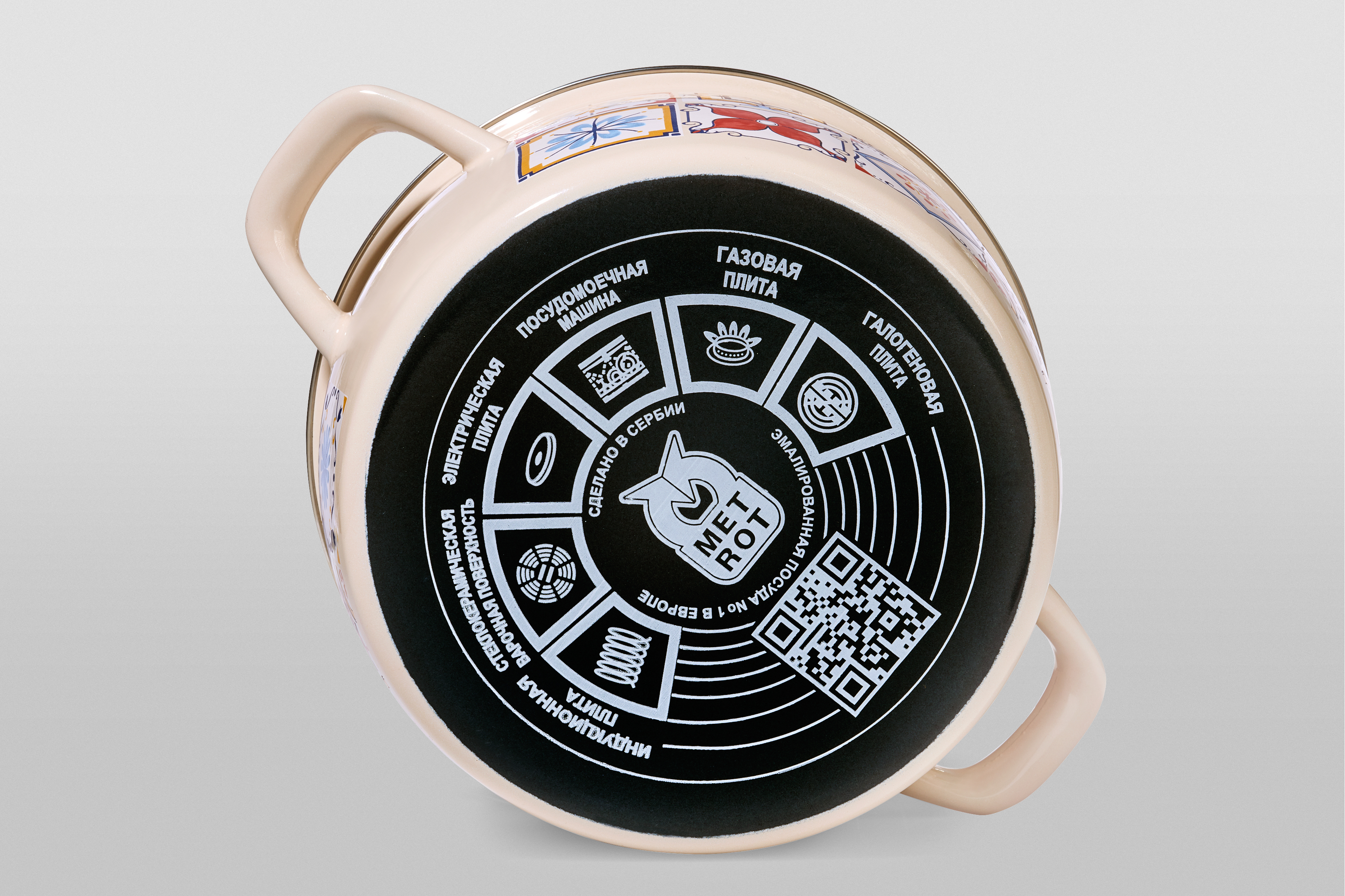 Кастрюля глубокая эмалированная со стеклянной крышкой, 3.5 л