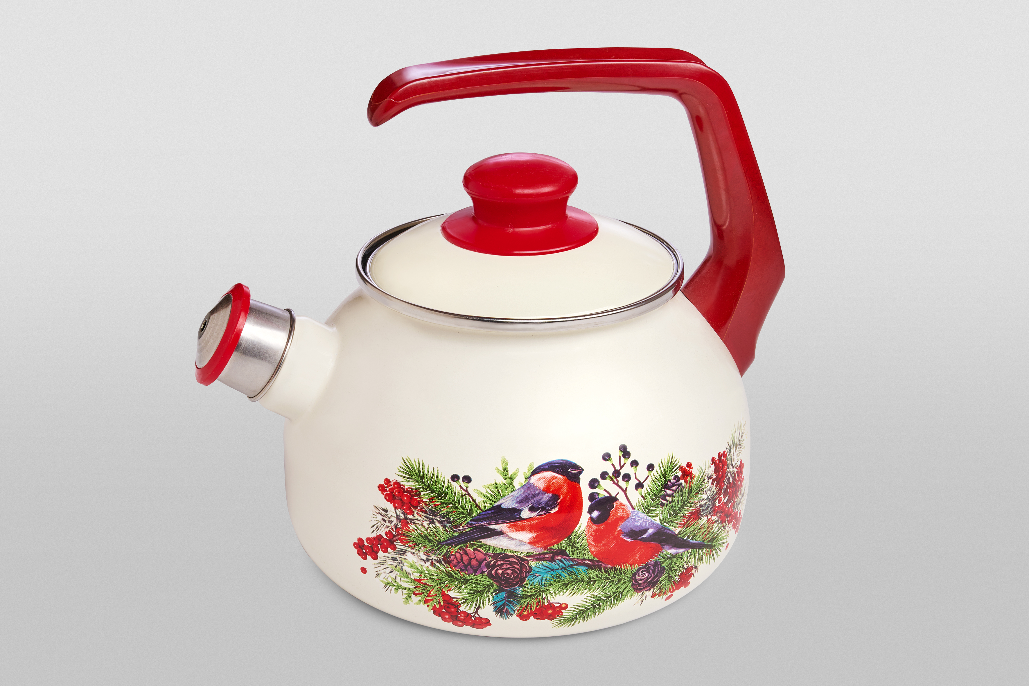 Чайник эмалированный с бакелитовой ручкой, со свистком, 2.5 л