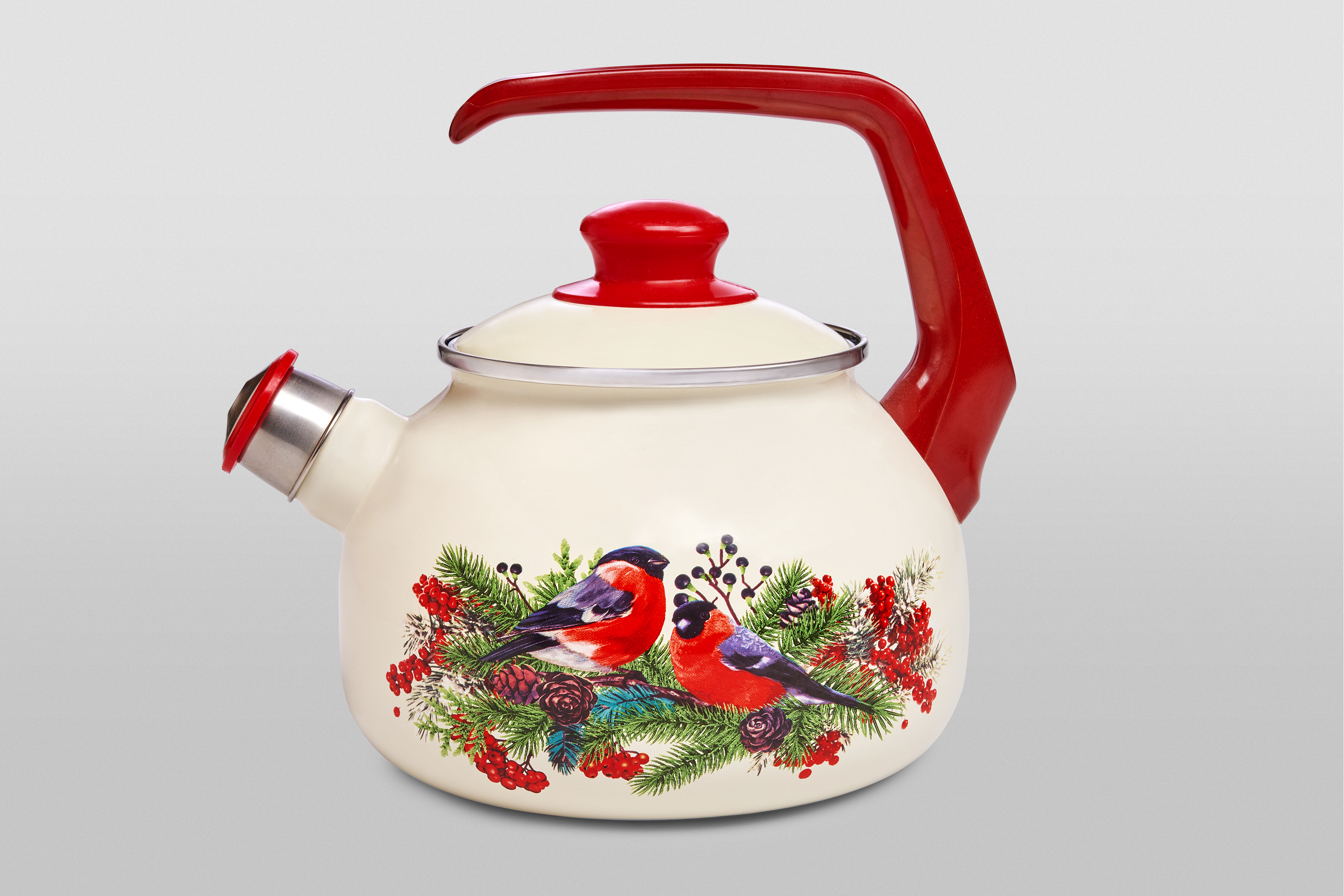 Чайник эмалированный с бакелитовой ручкой, со свистком, 2.5 л