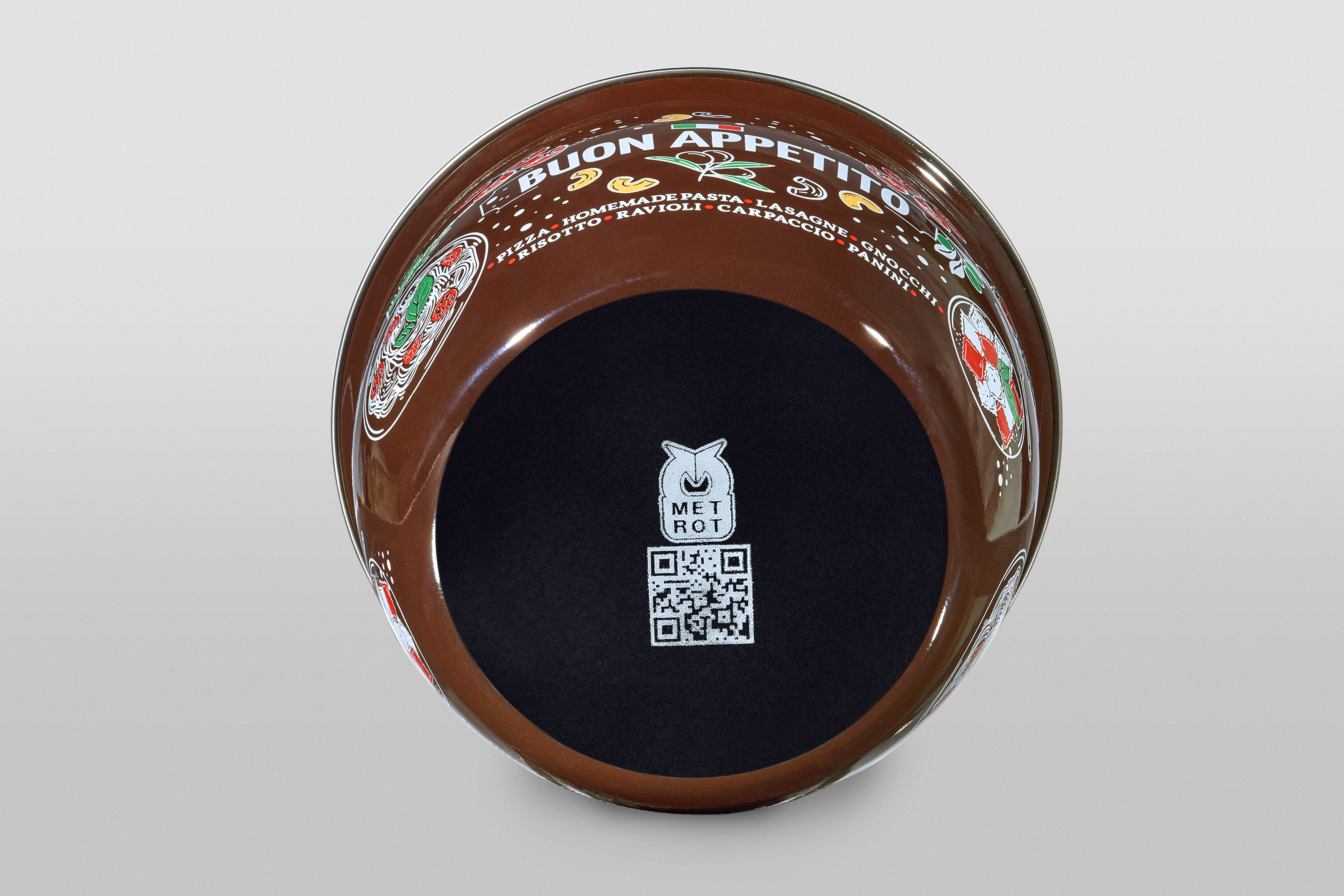 Миска эмалированная без ручек с пластиковой крышкой, 1.7 л