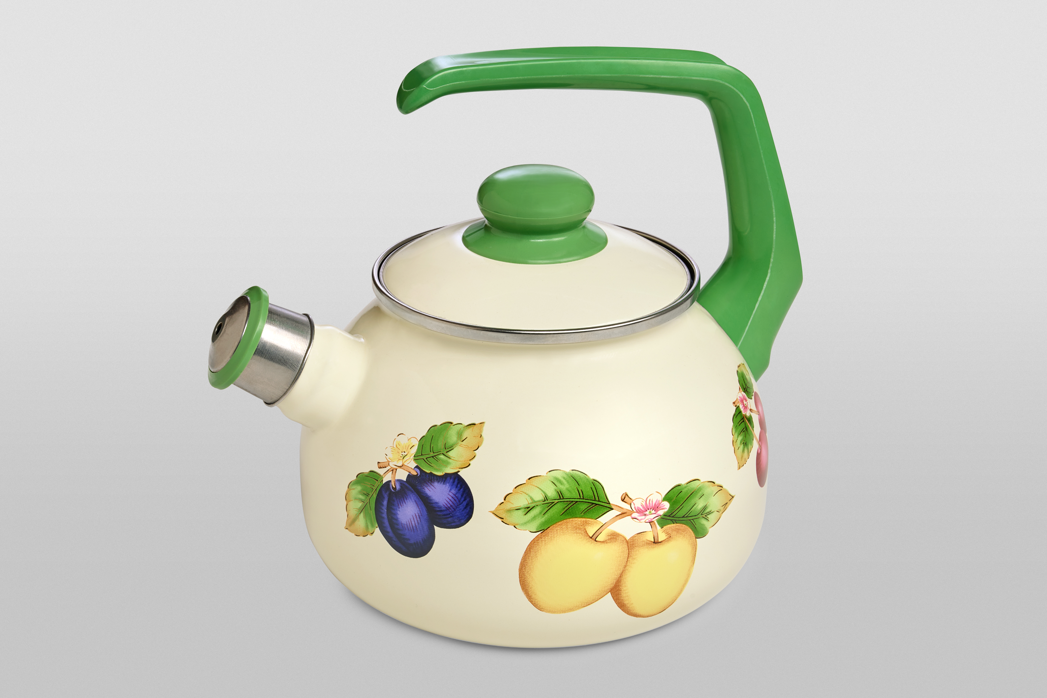 Чайник эмалированный с бакелитовой ручкой, со свистком, 2.5 л