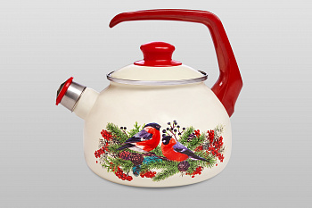 Чайник эмалированный с бакелитовой ручкой, со свистком, 2.5 л