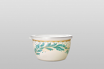 Миска эмалированная без ручек с пластиковой крышкой, 1.7 л