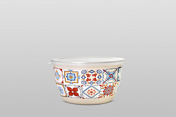 Миска эмалированная без ручек с пластиковой крышкой, 1.7 л