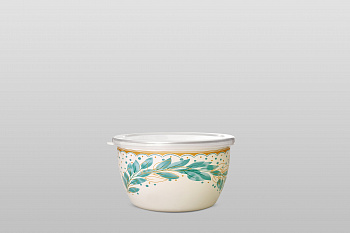 Миска эмалированная без ручек с пластиковой крышкой, 1.1 л